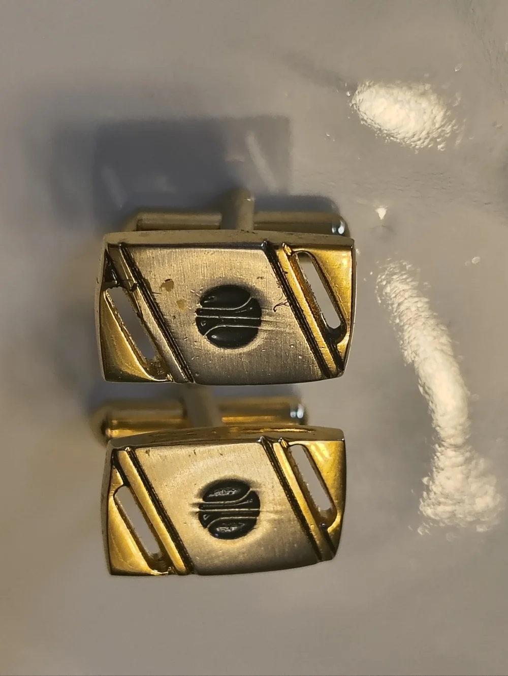 Gold and Silver Color Rectangular Men’s Cufflinks